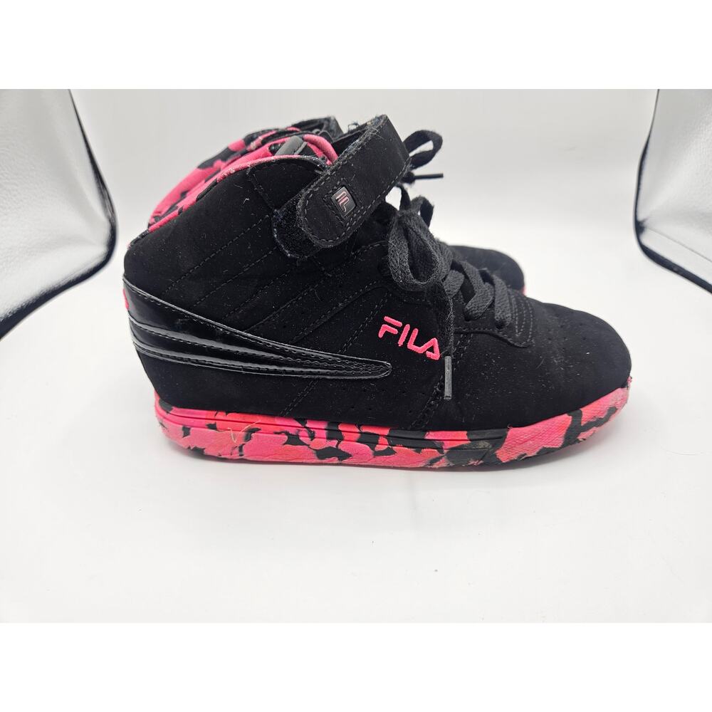 FILA Girls Black & Pink Hi-Top Sneaker Size 3 - Picture 4 of 9